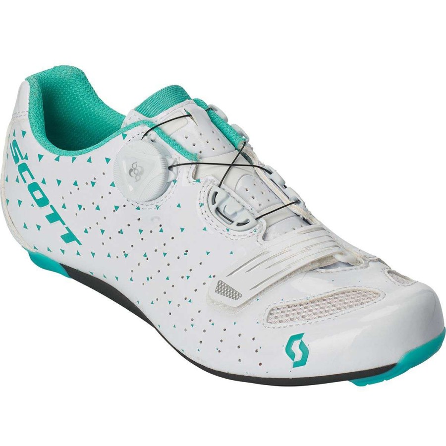 Road Bike Shoes * | Outlet Scott Road Bike Shoes Road Comp Boa Lady Cycling Shoe Women'S Gloss White/Turquoise Blue