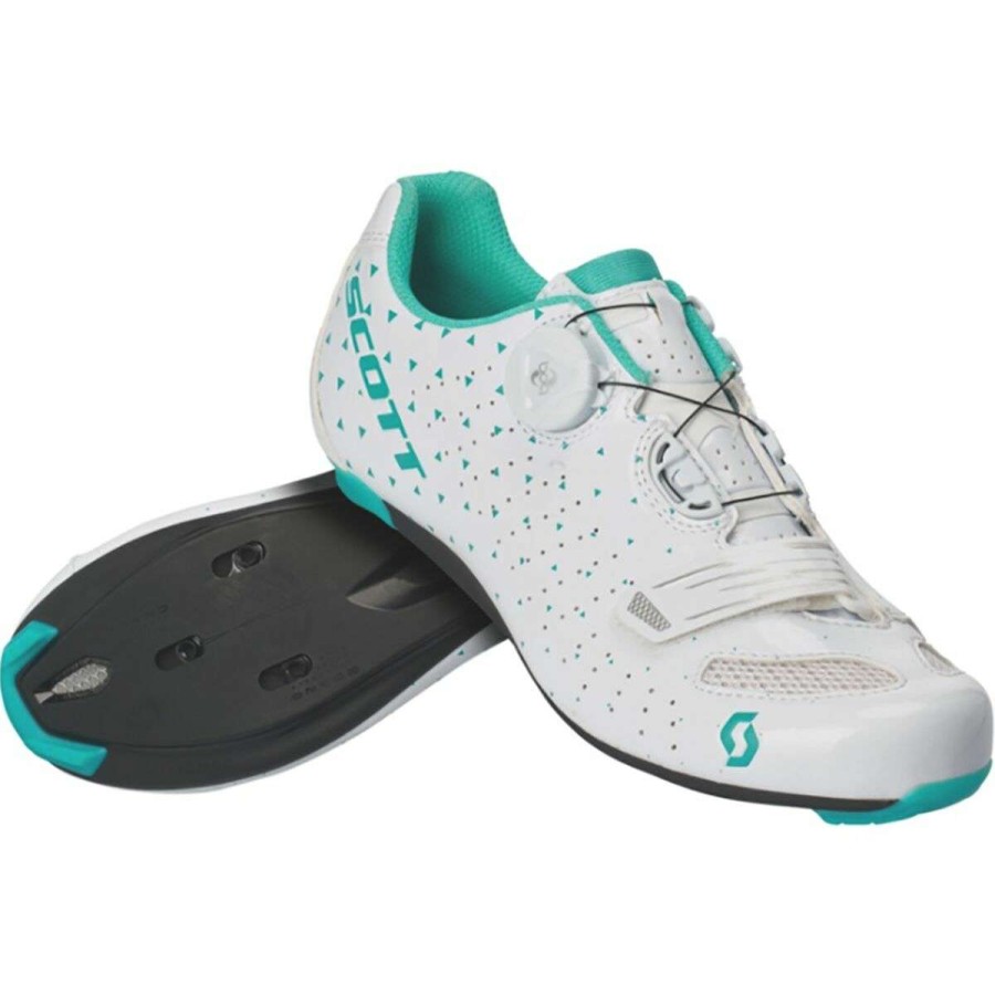 Road Bike Shoes * | Outlet Scott Road Bike Shoes Road Comp Boa Lady Cycling Shoe Women'S Gloss White/Turquoise Blue