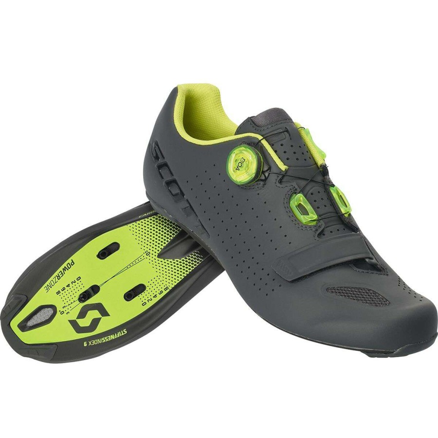 Road Bike Shoes * | Discount Scott Road Bike Shoes Road Vertec Boa Cycling Shoe Men'S Matte Grey/Neon Yellow