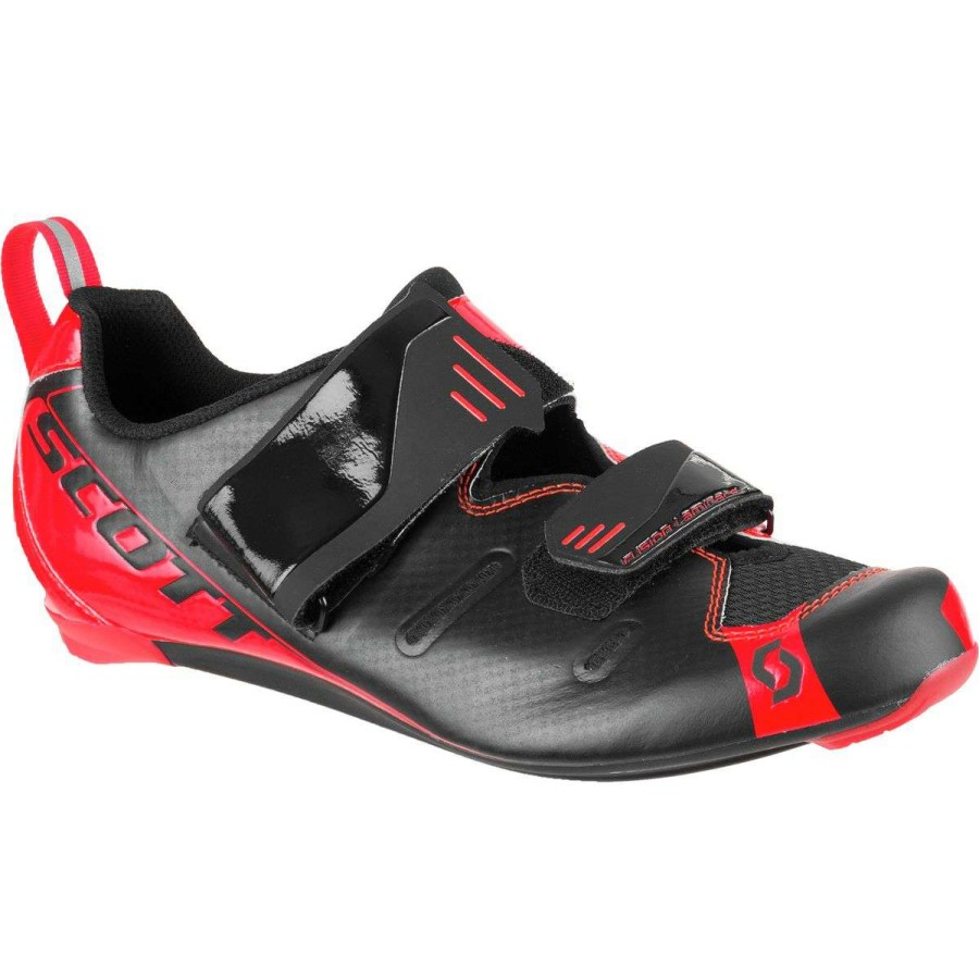 Triathlon Shoes * | Buy Scott Triathlon Shoes Tri Pro Cycling Shoe Men'S Black/Neon Red Gloss