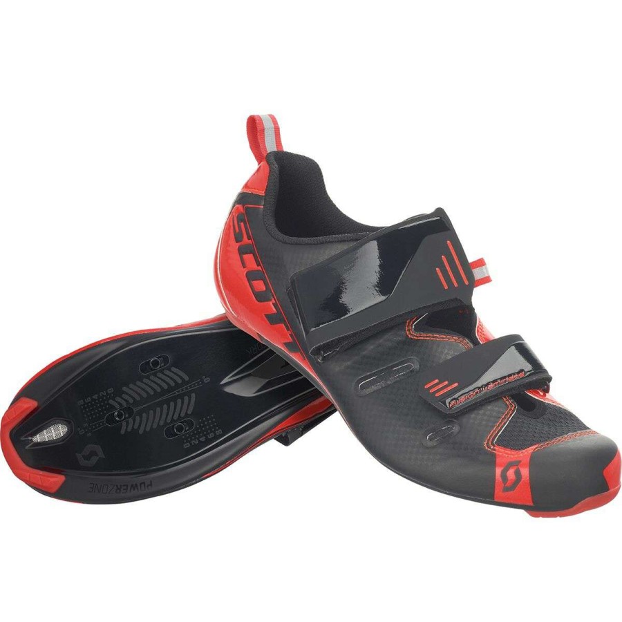 Triathlon Shoes * | Buy Scott Triathlon Shoes Tri Pro Cycling Shoe Men'S Black/Neon Red Gloss