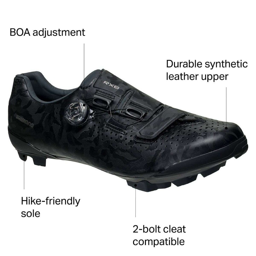 Mountain Bike Shoes * | Deals Shimano Mountain Bike Shoes Rx8 Wide Mountain Bike Shoe Men'S Black