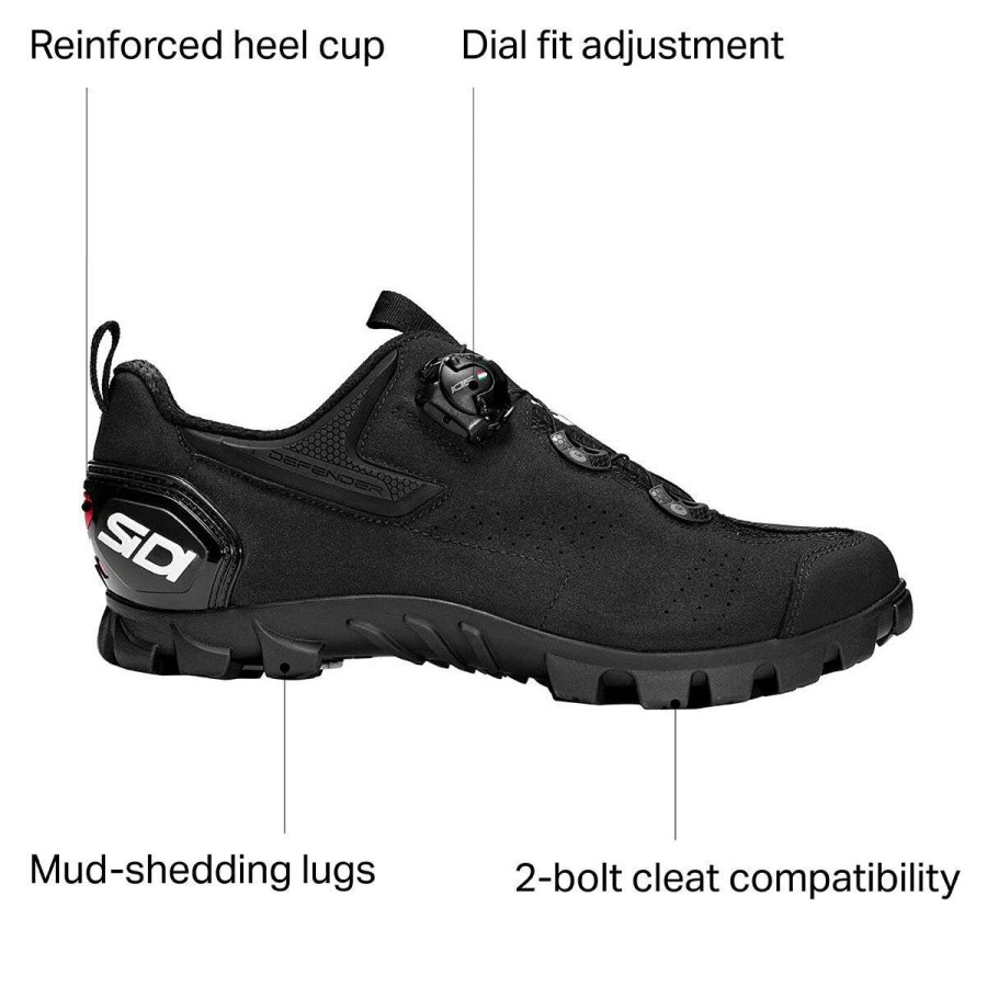 Mountain Bike Shoes * | Promo Sidi Mountain Bike Shoes Defender 20 Cycling Shoe Men'S Black