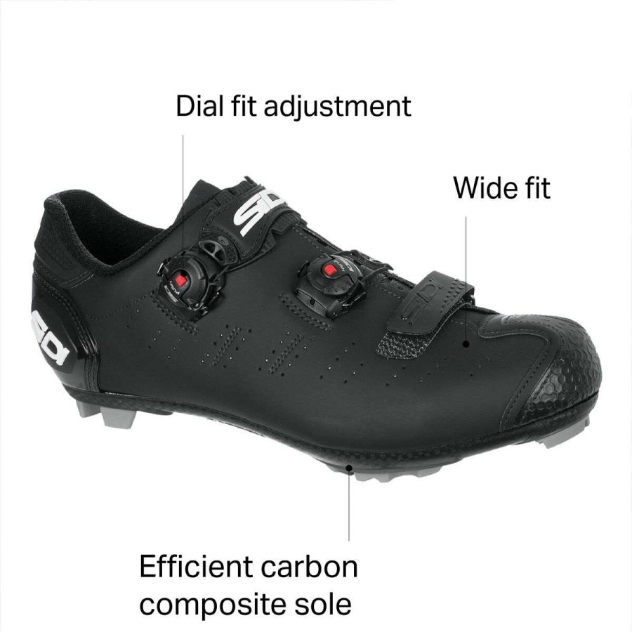 Mountain Bike Shoes * | Deals Sidi Mountain Bike Shoes Dragon 5 Mega Cycling Shoe Men'S Matte Black/Black