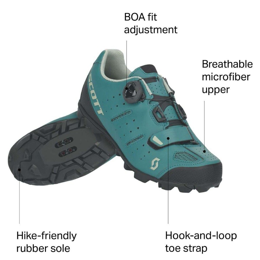 Mountain Bike Shoes * | Budget Scott Mountain Bike Shoes Elite Boa Lady Cycling Shoe Women'S Smoke Green/Pistazio Green