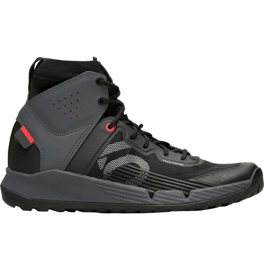 Flat Pedal Shoes * | Promo Five Ten Flat Pedal Shoes Trailcross Mid Pro Mountain Bike Shoe Men'S Black/Grey Two/Solar Red