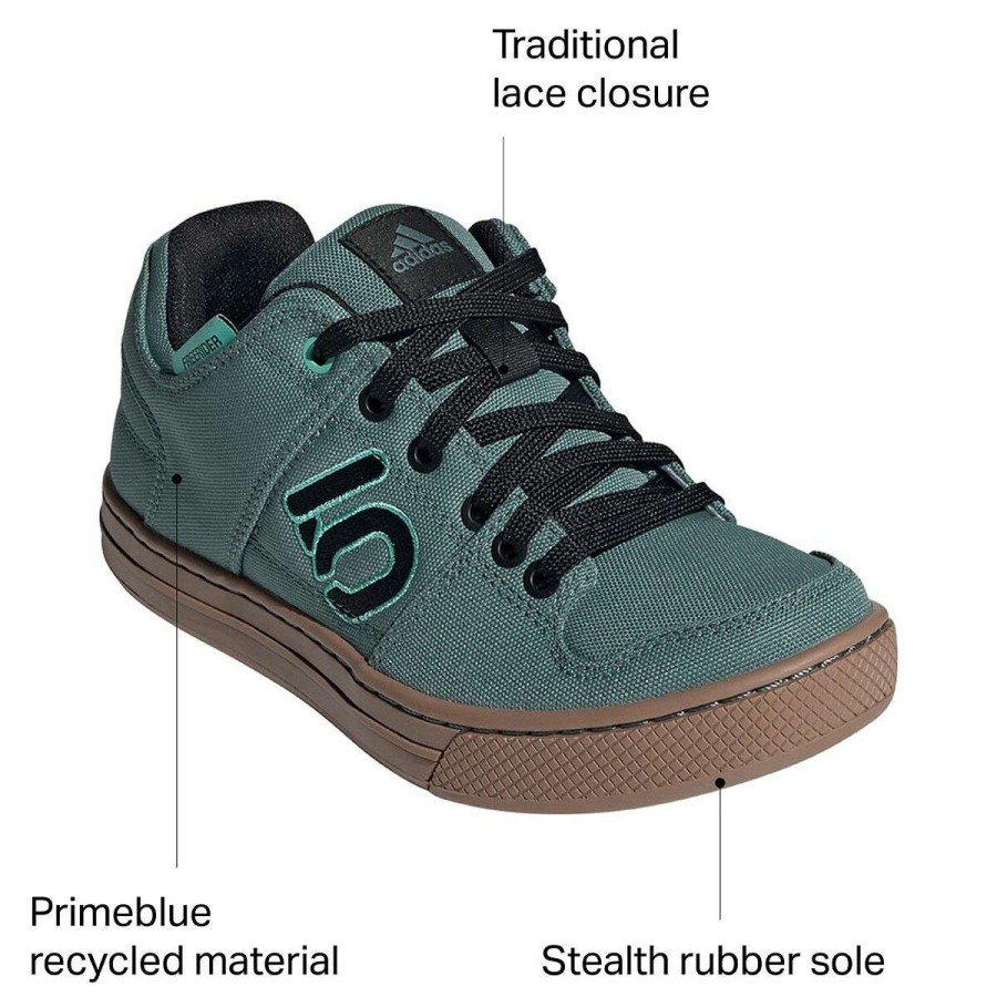 Flat Pedal Shoes * | Flash Sale Five Ten Flat Pedal Shoes Freerider Primeblue Cycling Shoe Women'S Acid Mint/Hazy Emerald/Core Black