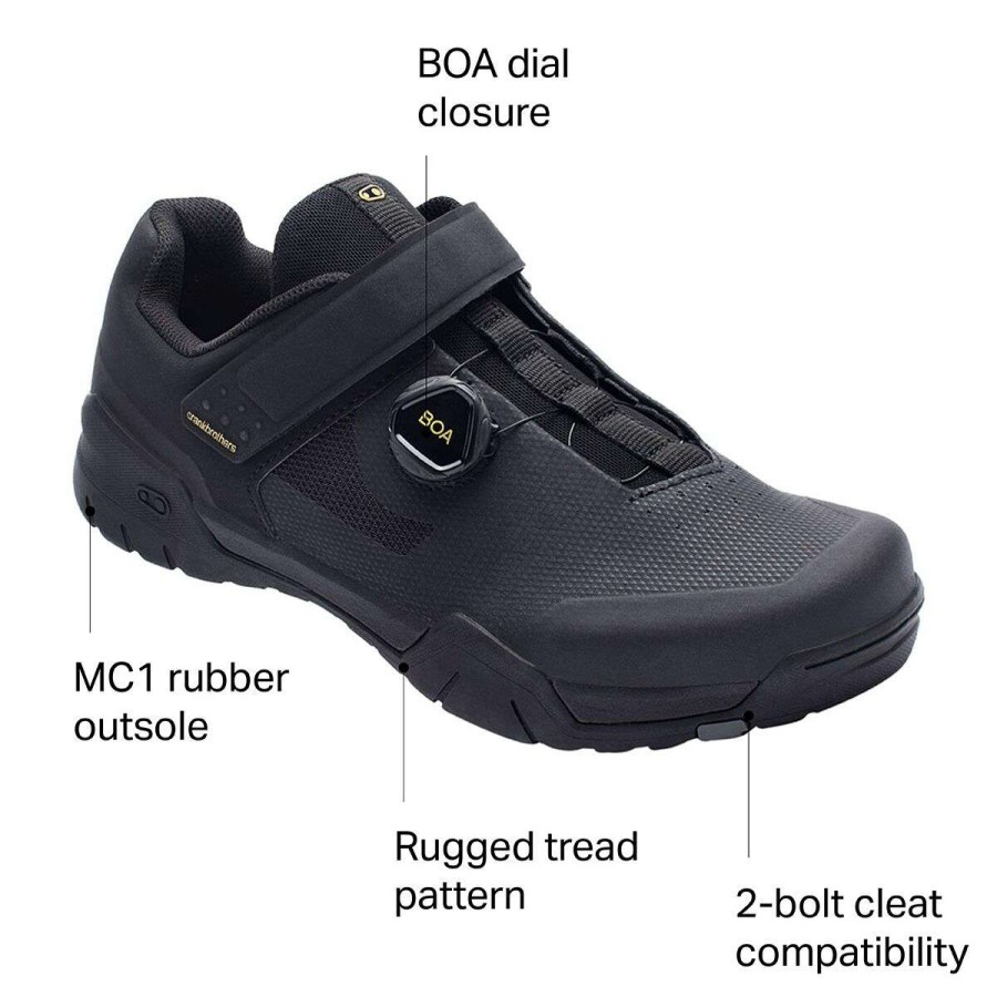 Mountain Bike Shoes * | Best Sale Crank Brothers Mountain Bike Shoes Mallet E Boa Mountain Bike Shoe Men'S Black/Gold