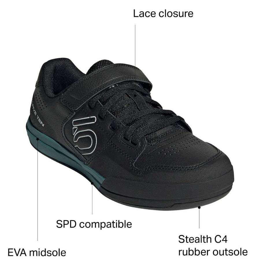 Mountain Bike Shoes * | Brand New Five Ten Mountain Bike Shoes Hellcat Cycling Shoe Women'S Core Black/Crystal White/Hazy Emerald