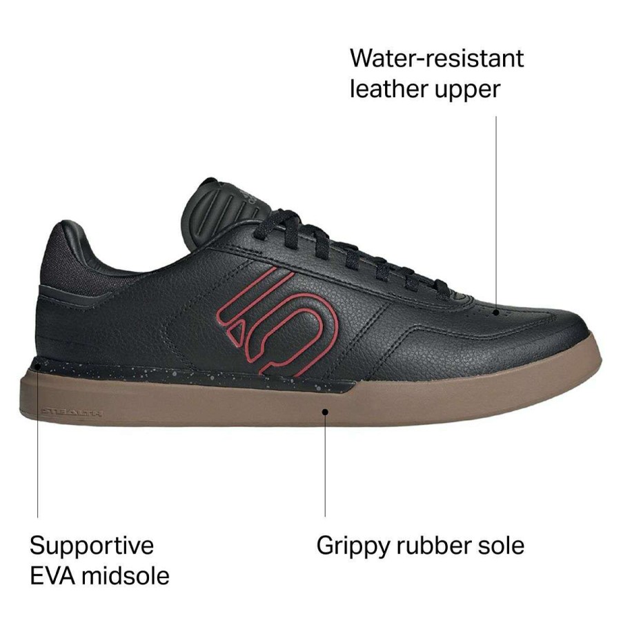 Flat Pedal Shoes * | Outlet Five Ten Flat Pedal Shoes Sleuth Dlx Pu Mountain Bike Shoe Men'S Black/Scarlet/Gum