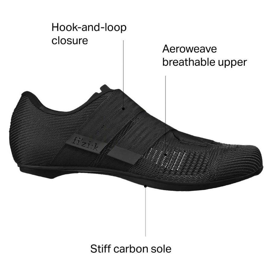 Road Bike Shoes * | Deals Fi'Zi:K Road Bike Shoes Vento Powerstrap R2 Aeroweave Cycling Shoe Men'S Black